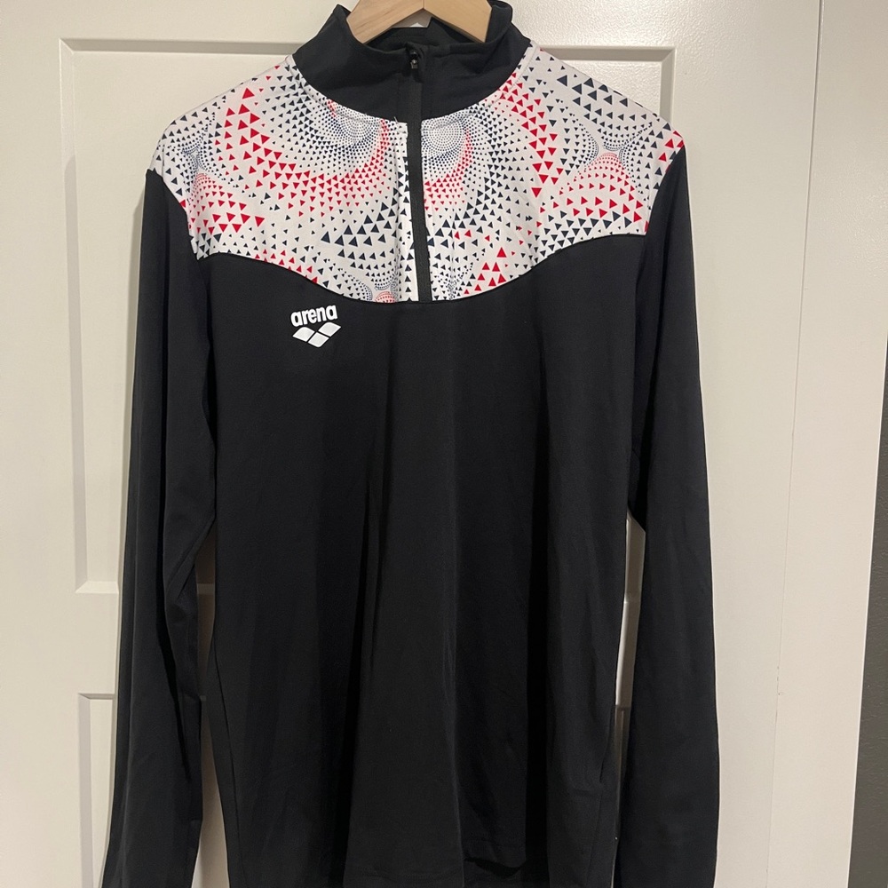 Arena Black and White Geometric Long Sleeve Top